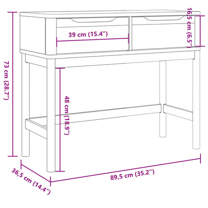 Table console FLORO blanc 89,5x36,5x73 cm bois de pin massif