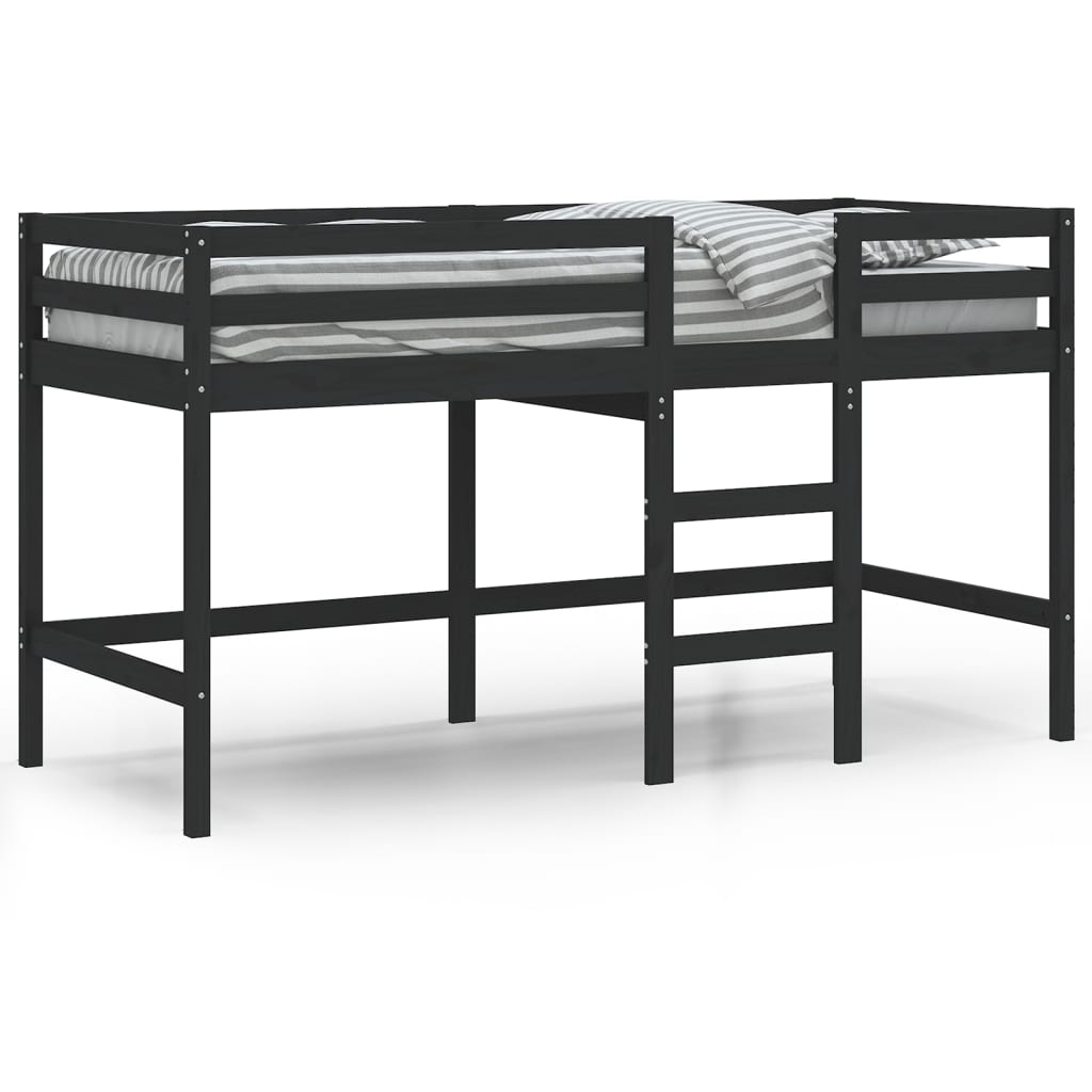 Lit mezzanine d'enfants sans matelas avec échelle noir 80x200cm