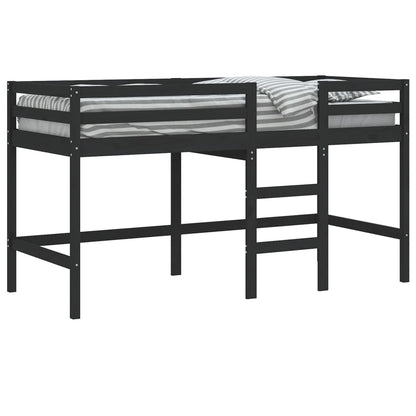 Lit mezzanine d'enfants sans matelas avec échelle noir 80x200cm