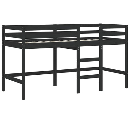 Lit mezzanine d'enfants sans matelas avec échelle noir 80x200cm