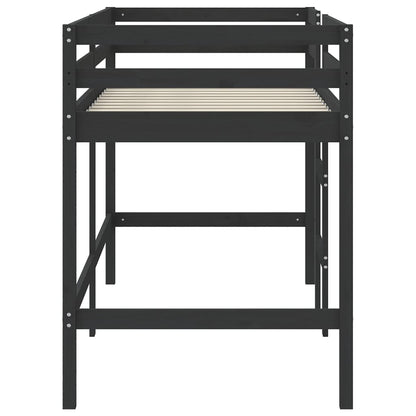 Lit mezzanine d'enfants sans matelas avec échelle noir 80x200cm