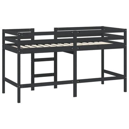 Lit mezzanine d'enfants sans matelas avec échelle noir 80x200cm