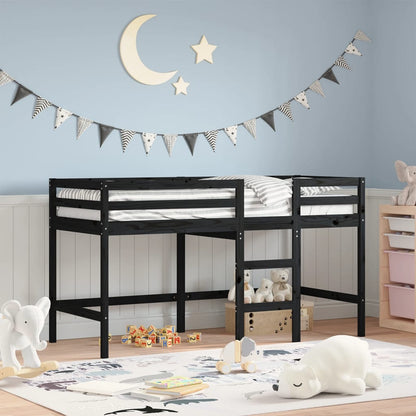 Lit mezzanine d'enfants sans matelas avec échelle noir 80x200cm