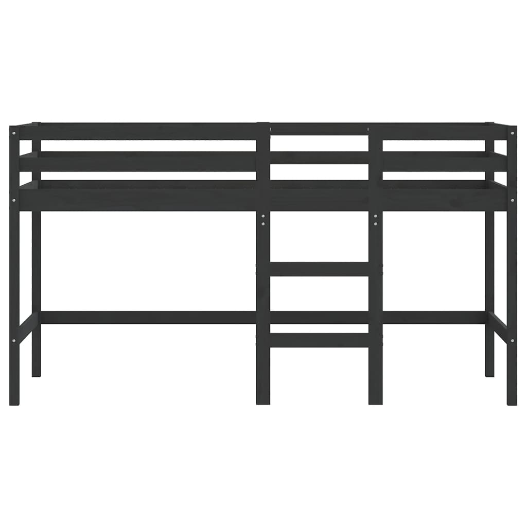 Lit mezzanine d'enfants sans matelas avec échelle noir 90x200cm