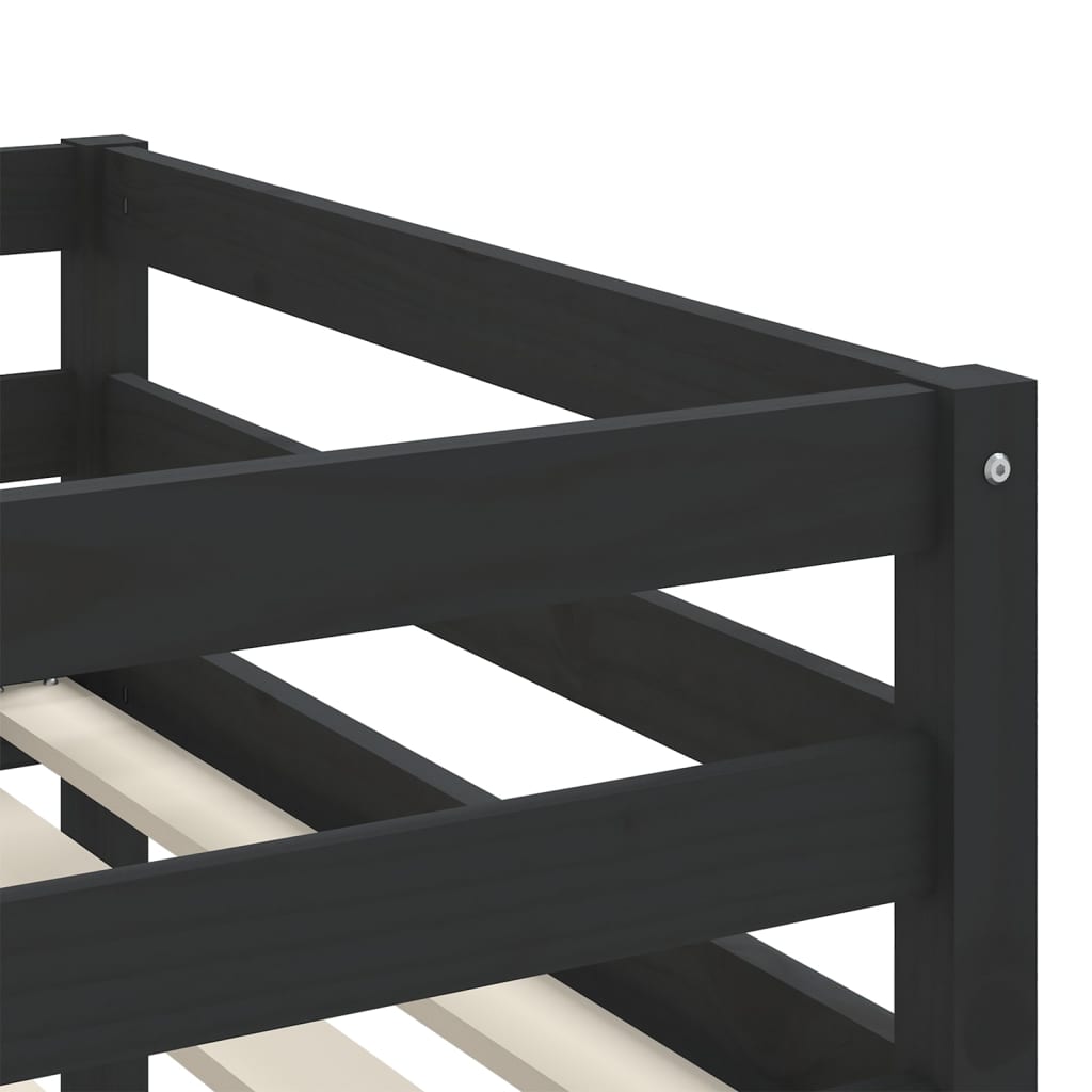 Lit mezzanine d'enfants sans matelas avec échelle noir 90x200cm