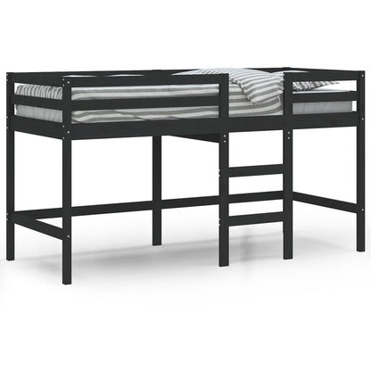 Lit mezzanine d'enfants sans matelas avec échelle noir 90x190cm