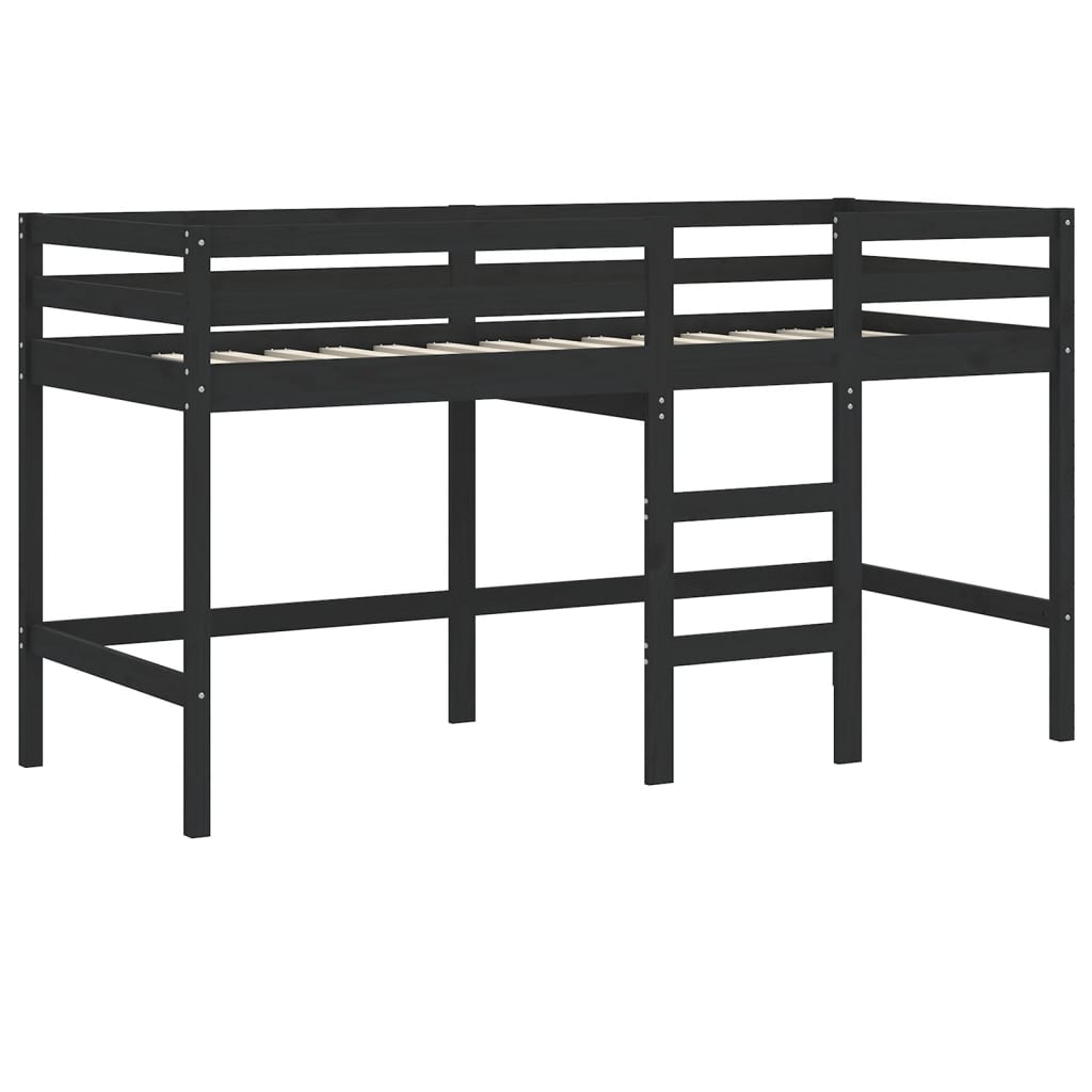 Lit mezzanine d'enfants sans matelas avec échelle noir 90x190cm