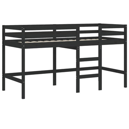 Lit mezzanine d'enfants sans matelas avec échelle noir 90x190cm