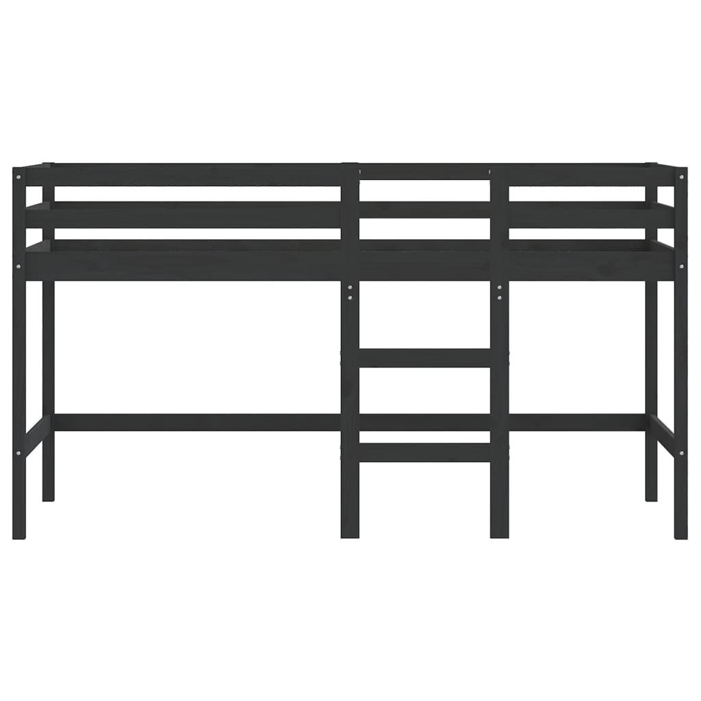 Lit mezzanine d'enfants sans matelas avec échelle noir 90x190cm