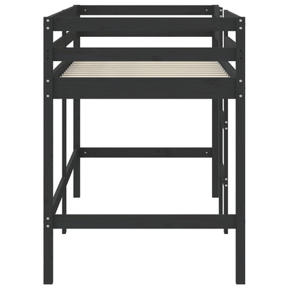 Lit mezzanine d'enfants sans matelas avec échelle noir 90x190cm