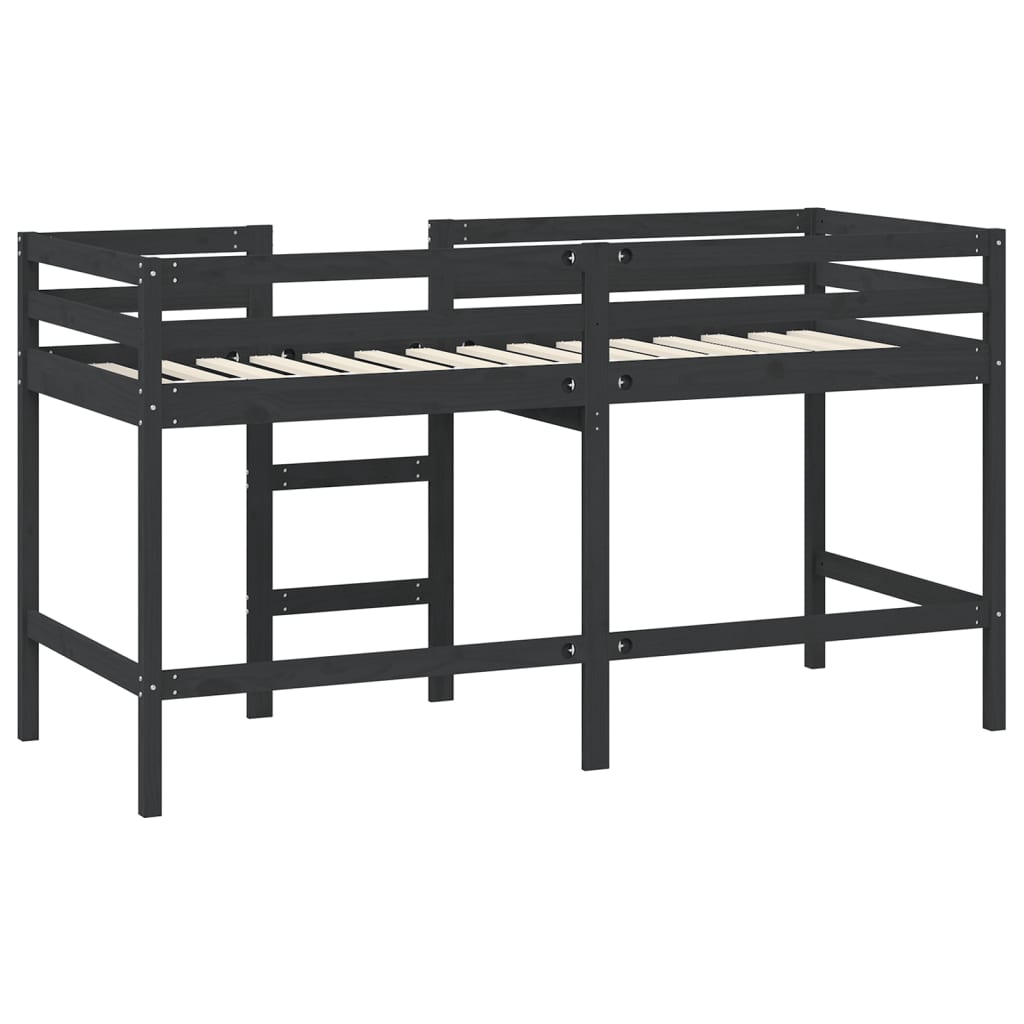 Lit mezzanine d'enfants sans matelas avec échelle noir 90x190cm