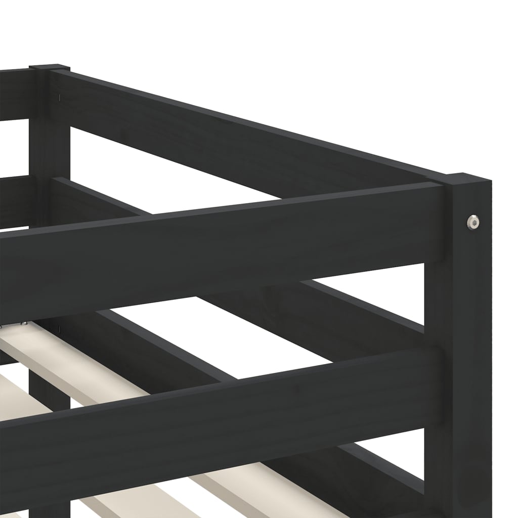 Lit mezzanine d'enfants sans matelas avec échelle noir 90x190cm