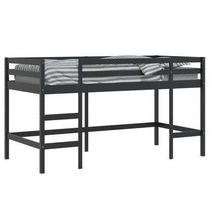 Lit mezzanine d'enfants sans matelas avec échelle noir 90x200cm