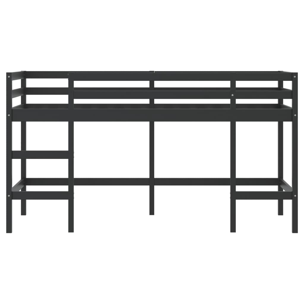 Lit mezzanine d'enfants sans matelas avec échelle noir 90x200cm