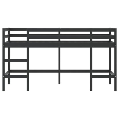 Lit mezzanine d'enfants sans matelas avec échelle noir 90x200cm