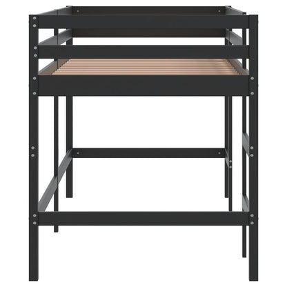 Lit mezzanine d'enfants sans matelas avec échelle noir 90x200cm