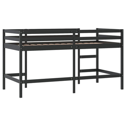 Lit mezzanine d'enfants sans matelas avec échelle noir 90x200cm