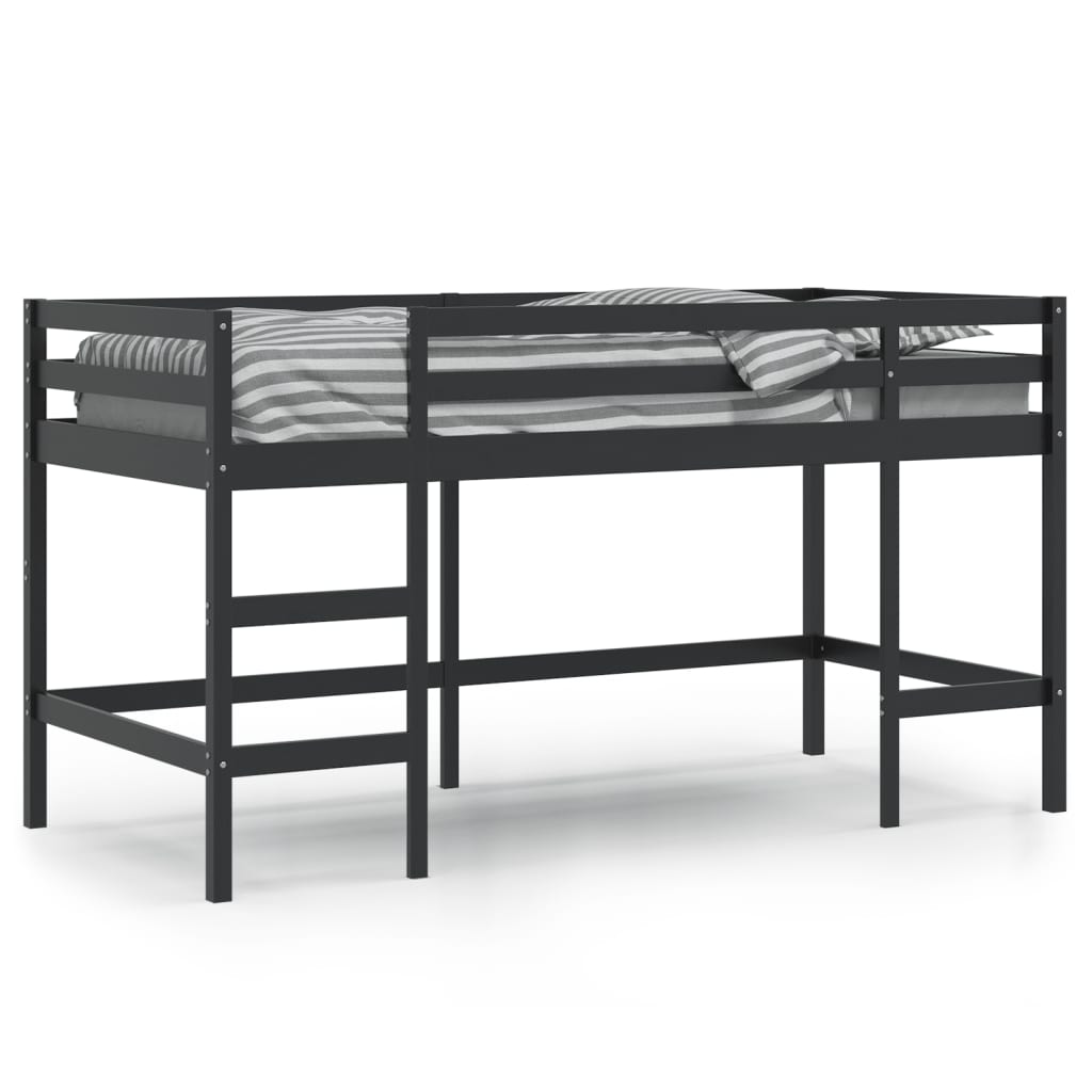 Lit mezzanine d'enfants sans matelas avec échelle noir 90x190cm