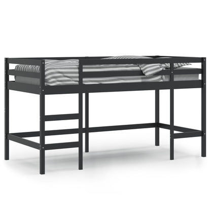 Lit mezzanine d'enfants sans matelas avec échelle noir 90x190cm