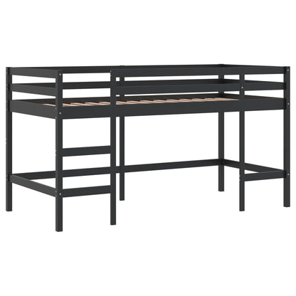 Lit mezzanine d'enfants sans matelas avec échelle noir 90x190cm