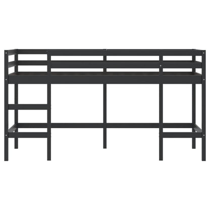 Lit mezzanine d'enfants sans matelas avec échelle noir 90x190cm