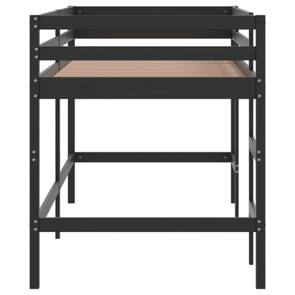 Lit mezzanine d'enfants sans matelas avec échelle noir 90x190cm