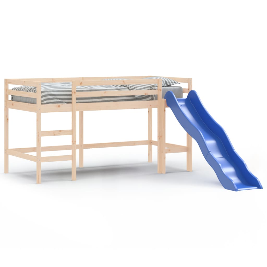 Lit mezzanine d'enfants sans matelas avec toboggan 80x200 cm