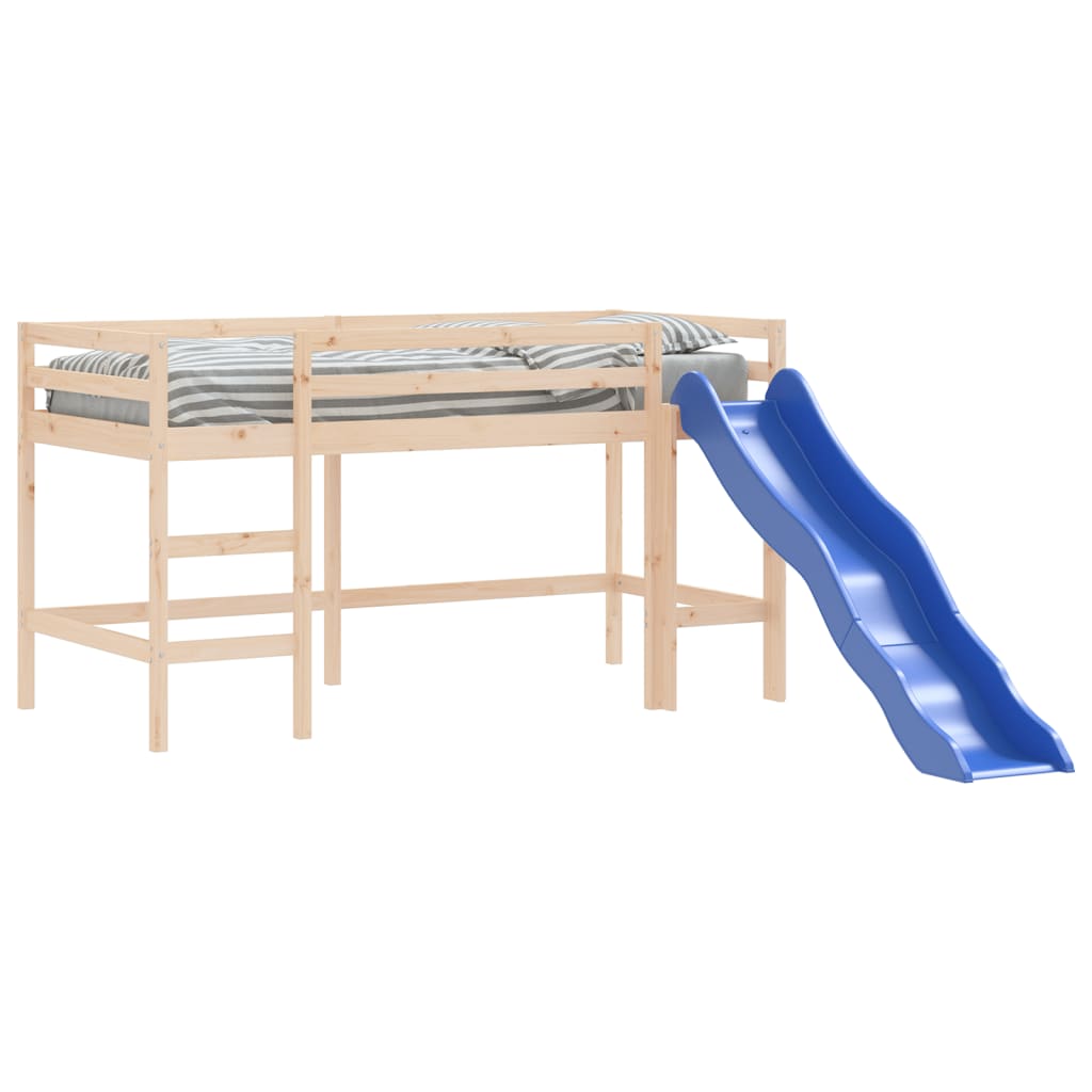 Lit mezzanine d'enfants sans matelas avec toboggan 80x200 cm