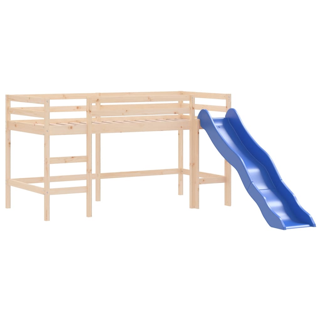 Lit mezzanine d'enfants sans matelas avec toboggan 80x200 cm