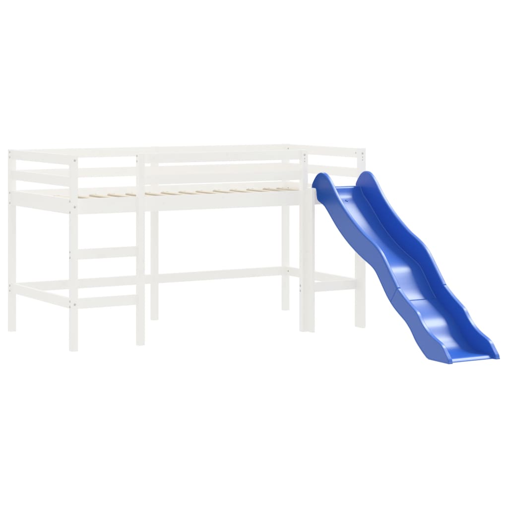 Lit mezzanine d'enfants sans matelas avec toboggan 80x200 cm