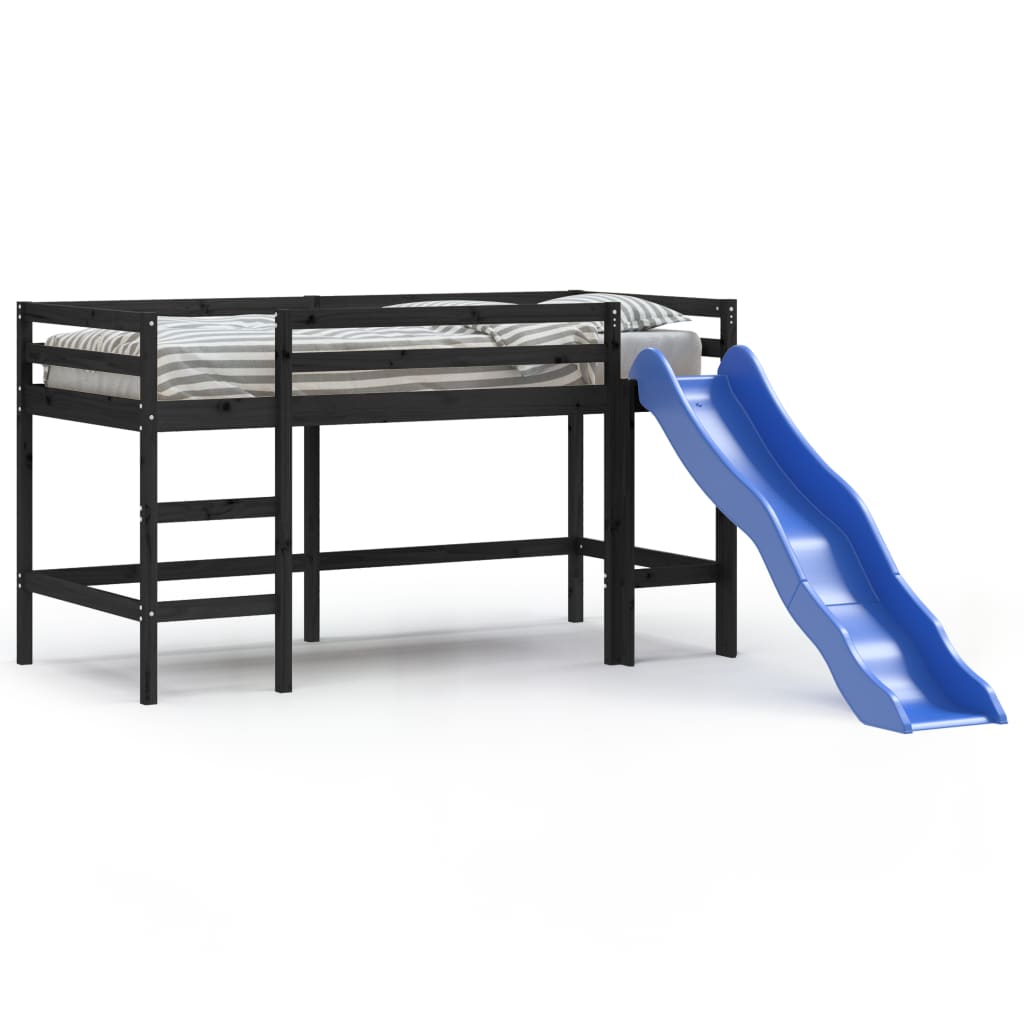 Lit mezzanine d'enfants sans matelas avec toboggan 80x200 cm