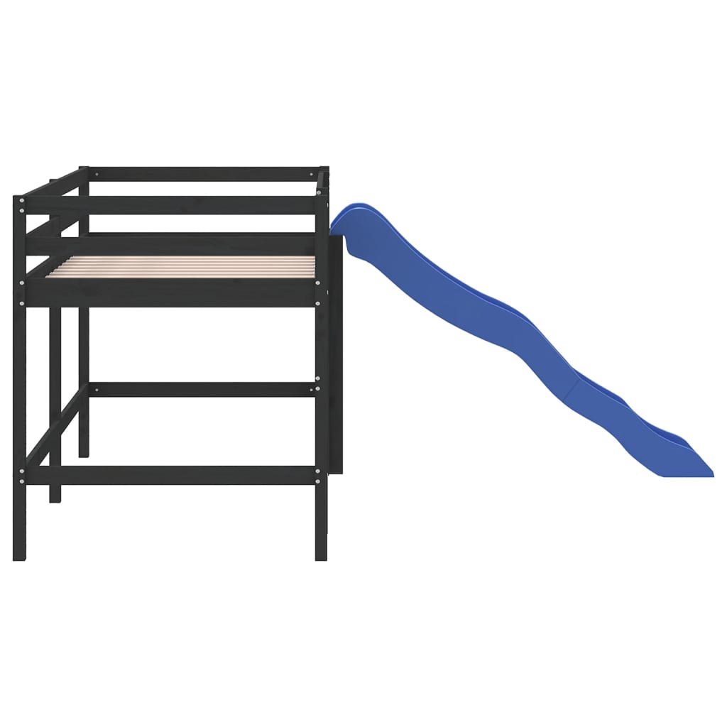 Lit mezzanine d'enfants sans matelas avec toboggan 80x200 cm