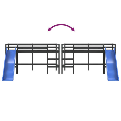 Lit mezzanine d'enfants sans matelas avec toboggan 80x200 cm