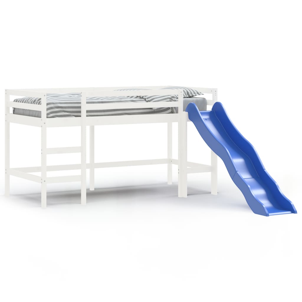 Lit mezzanine d'enfants sans matelas avec toboggan 90x200 cm