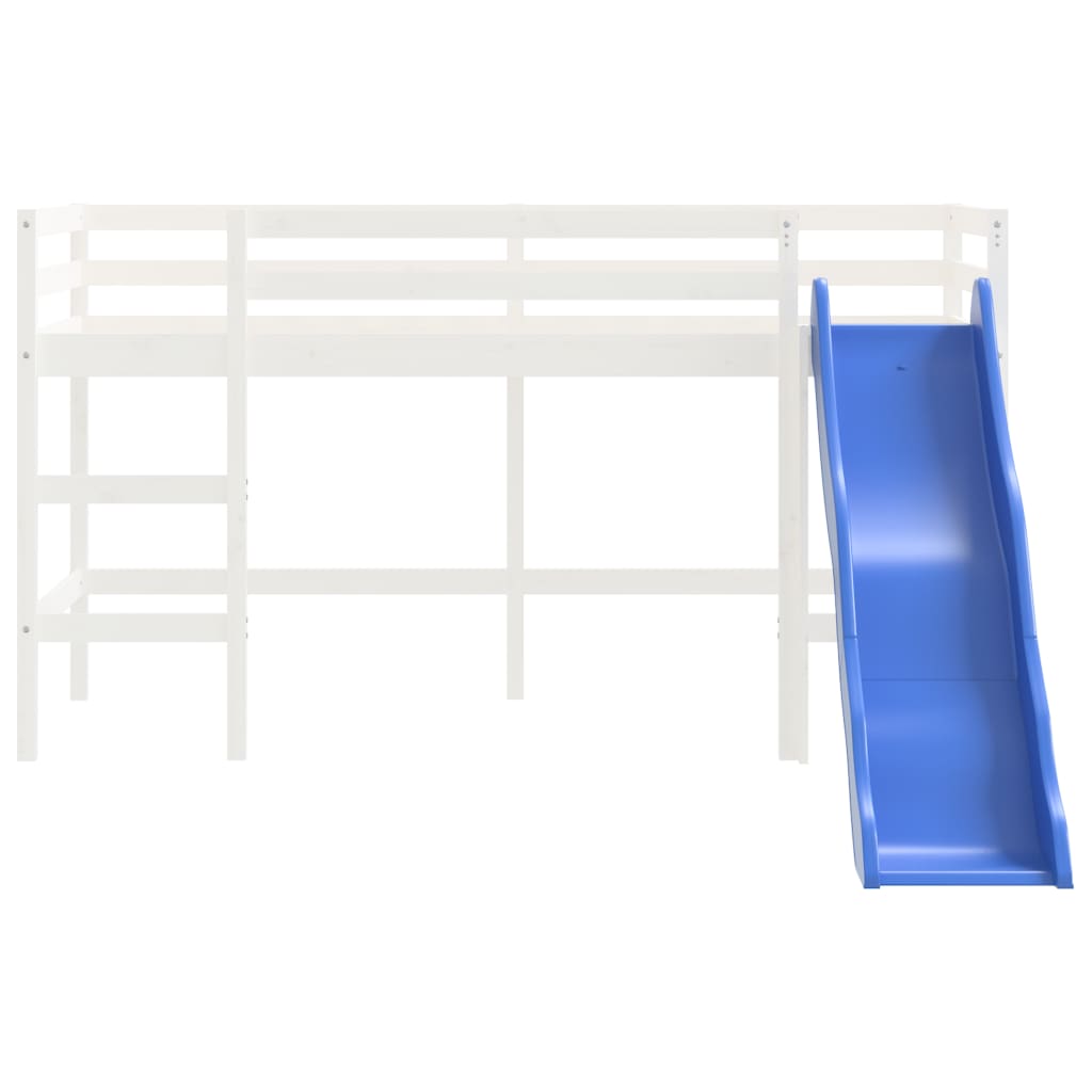 Lit mezzanine d'enfants sans matelas avec toboggan 90x200 cm