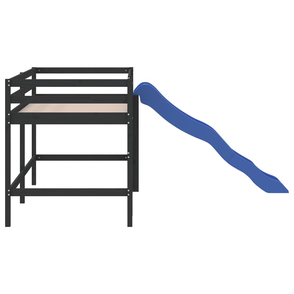 Lit mezzanine d'enfants sans matelas avec toboggan 90x200 cm