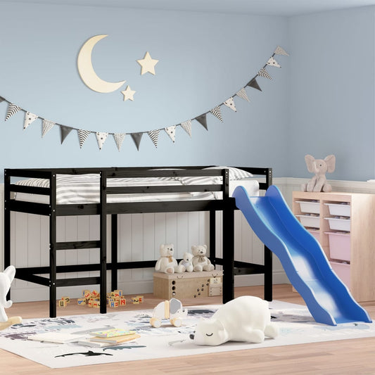 Lit mezzanine d'enfants sans matelas avec toboggan 90x190 cm