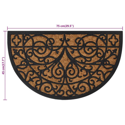 Tapis de porte demi-rond 45x75 cm caoutchouc et fibre de coco