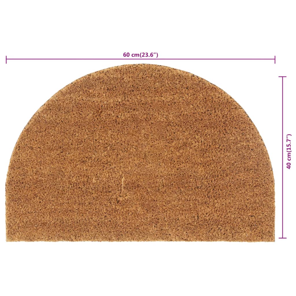 Tapis de porte naturel demi-rond 40x60cm fibre de coco touffeté