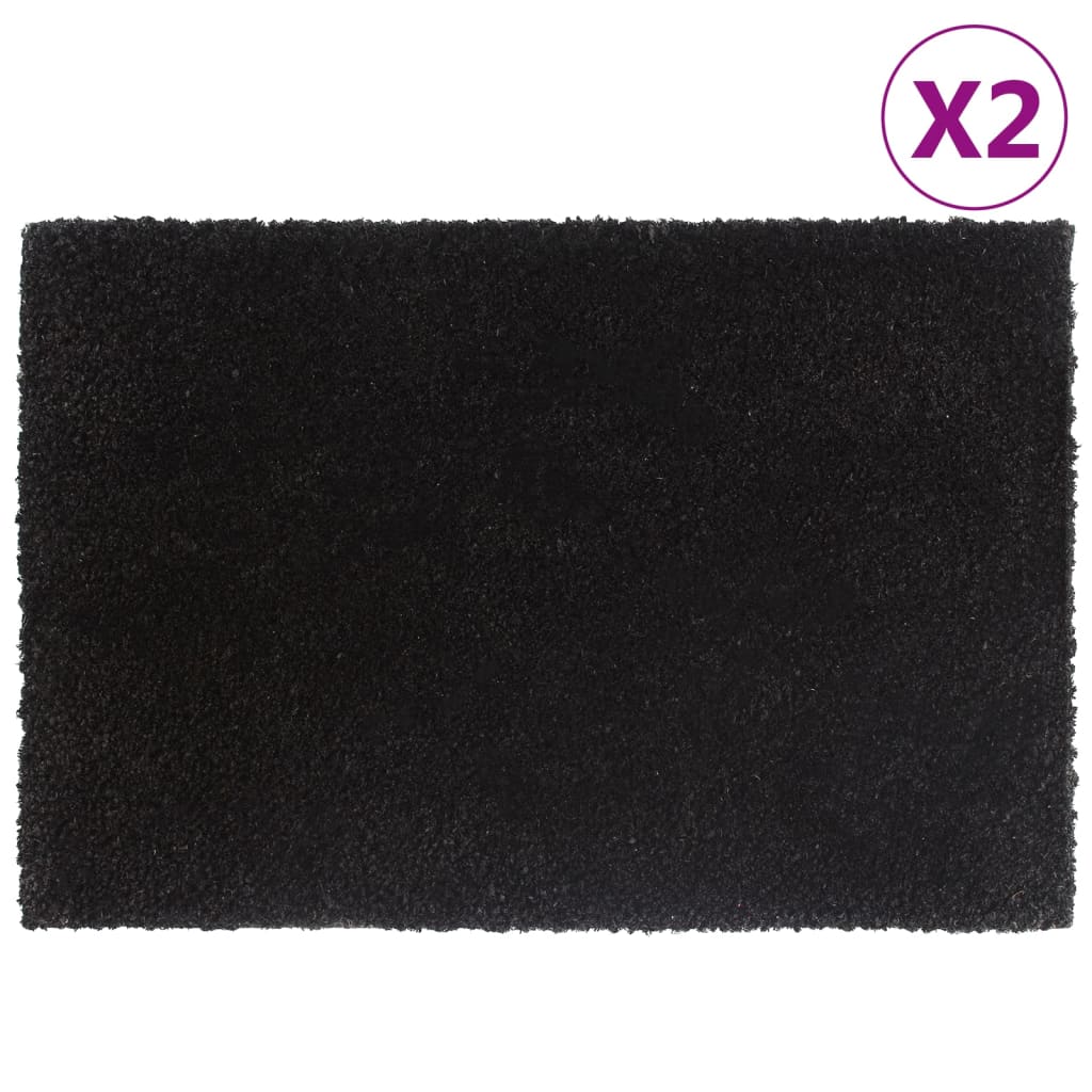 Tapis de porte 2 pcs noir 40x60 cm fibre de coco touffeté