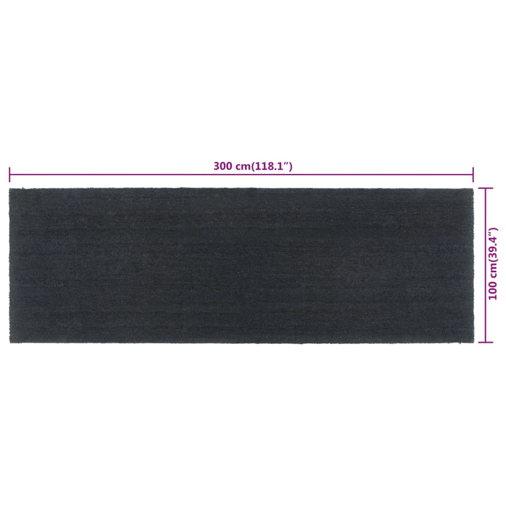 Tapis de porte gris foncé 100x300 cm fibre de coco touffeté