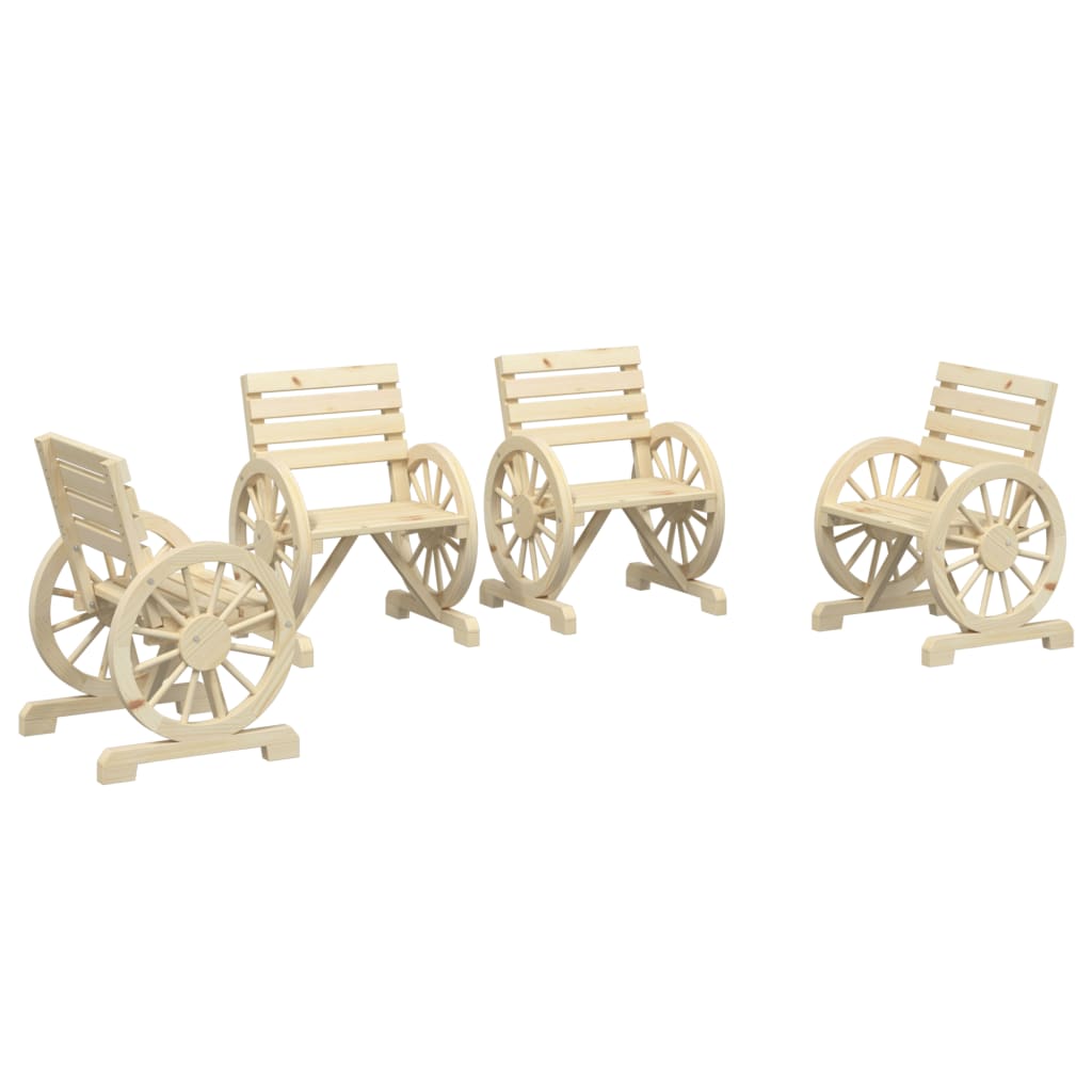 Chaises de jardin lot de 4 Bois de sapin massif