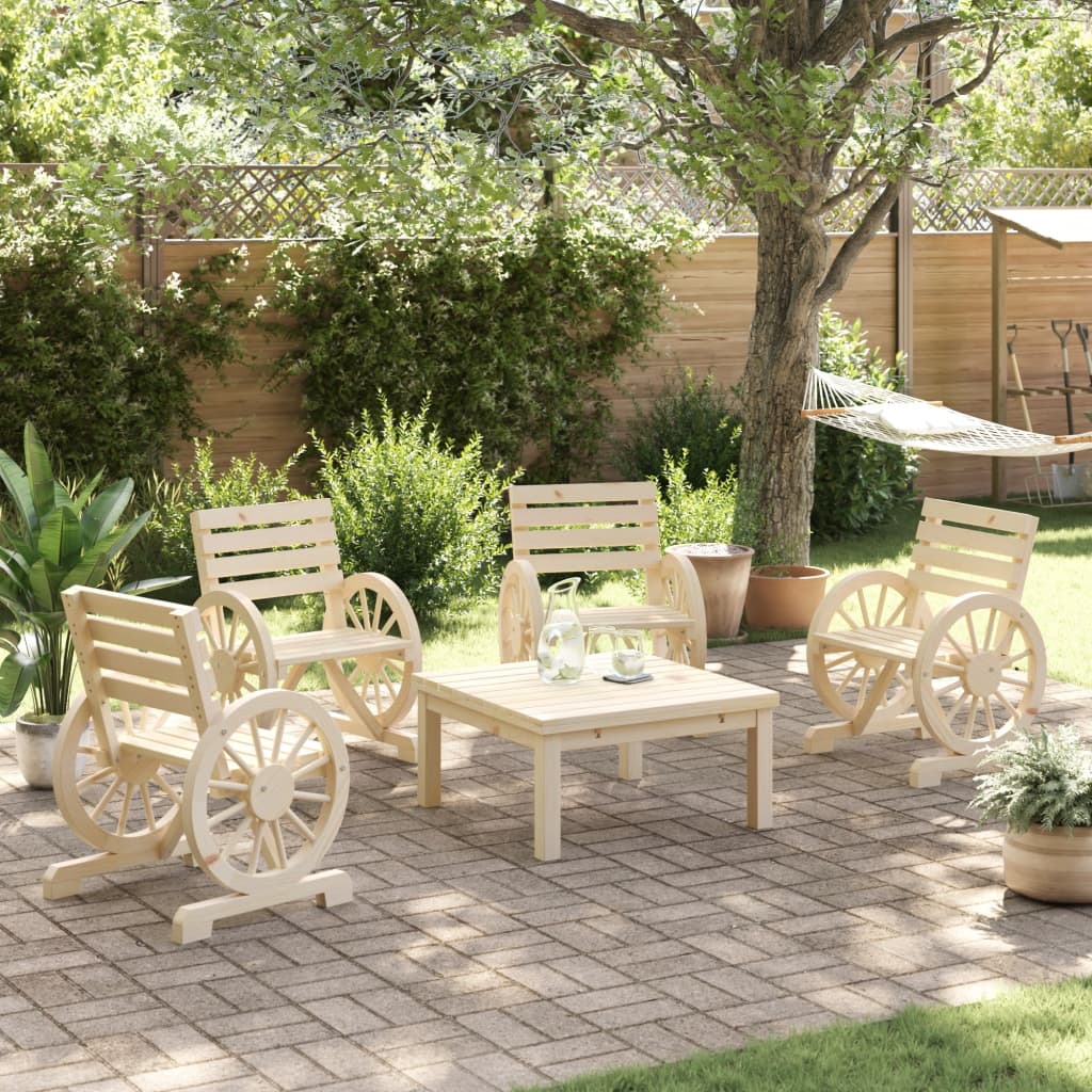 Chaises de jardin lot de 4 Bois de sapin massif