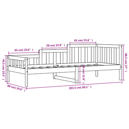 Lit de jour sans matelas blanc 80x200 cm bois de pin massif