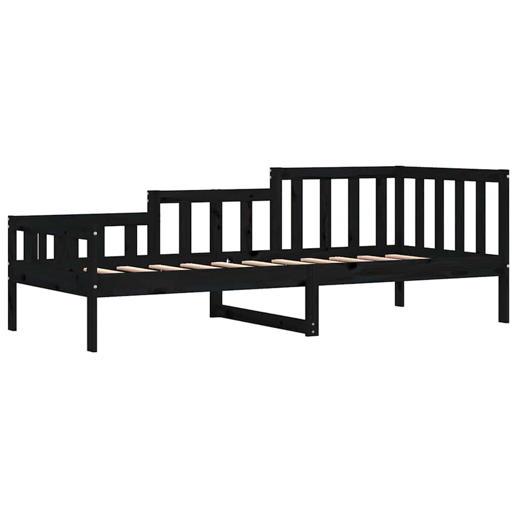 Lit de jour sans matelas noir 80x200 cm bois de pin massif