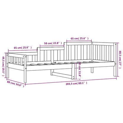 Lit de jour sans matelas noir 80x200 cm bois de pin massif