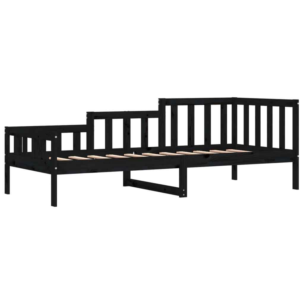 Lit de jour sans matelas noir 90x190 cm bois de pin massif