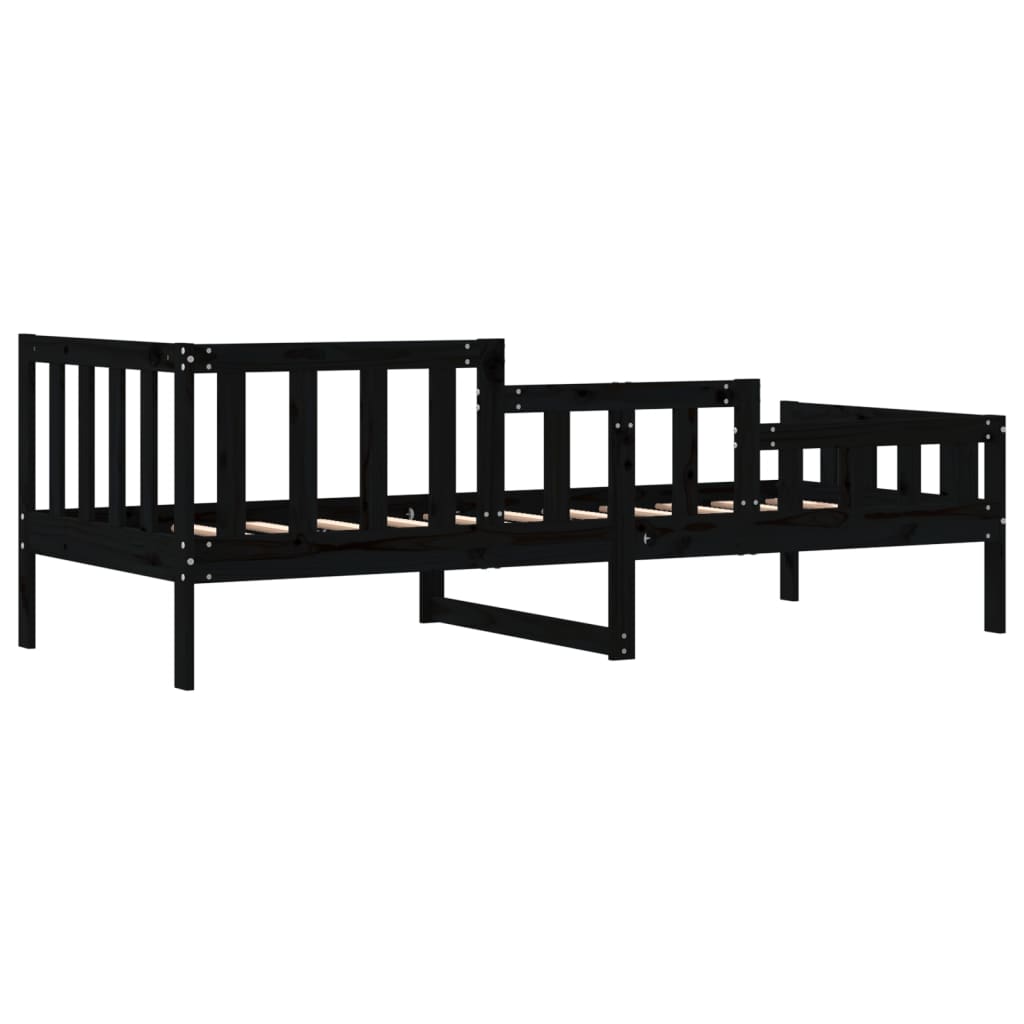 Lit de jour sans matelas noir 90x190 cm bois de pin massif