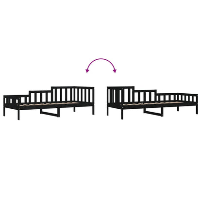 Lit de jour sans matelas noir 90x190 cm bois de pin massif