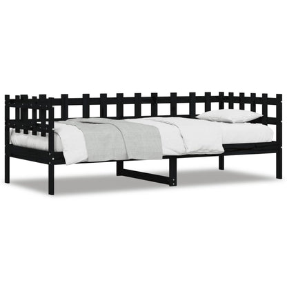 Lit de jour sans matelas noir 80x200 cm bois de pin massif